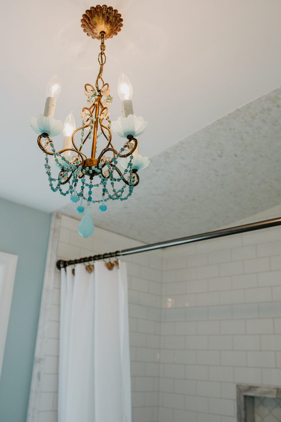 Antique French opaline chandelier and shower