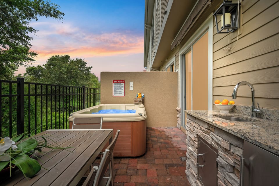 Enjoy stunning Florida sunsets from your private balcony, complete with a relaxing hot tub.