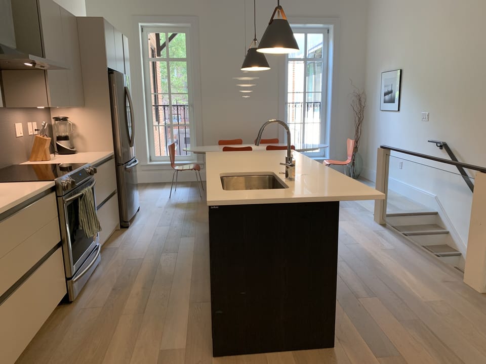 open kitchen and dining area