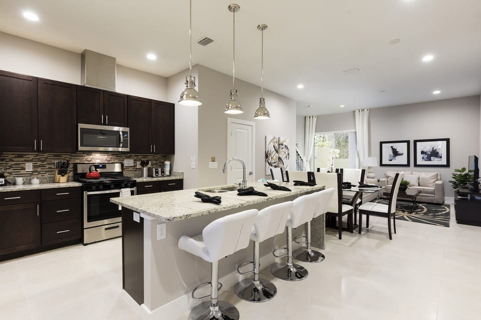 Our kitchens are fully equipped with stainless steel appliances, providing everything you need to cook and dine comfortably during your stay.