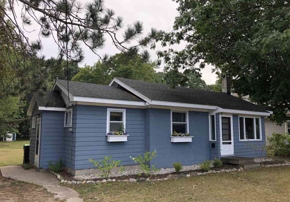 Outside from driveway that comfortably parks two cars.