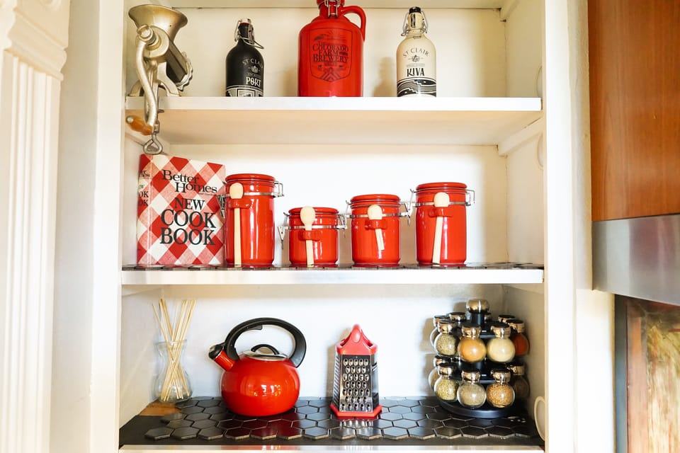 Step into this charming kitchen, fully stocked with essentials & appliances!