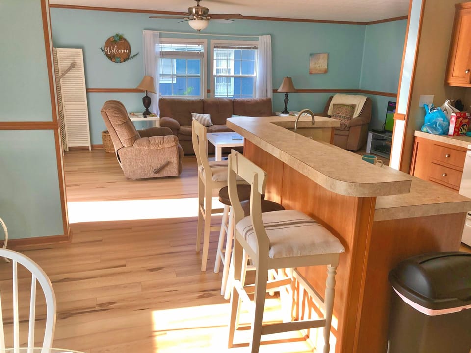 Kitchen island for your first cup of coffee in the morning!