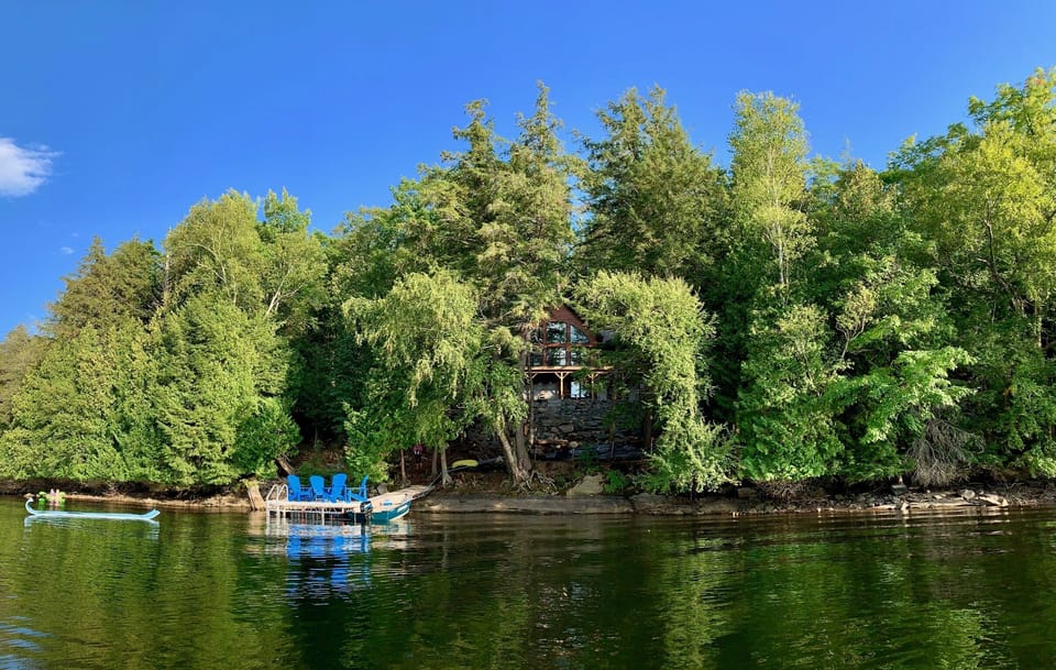 Cottage and dock from the lake