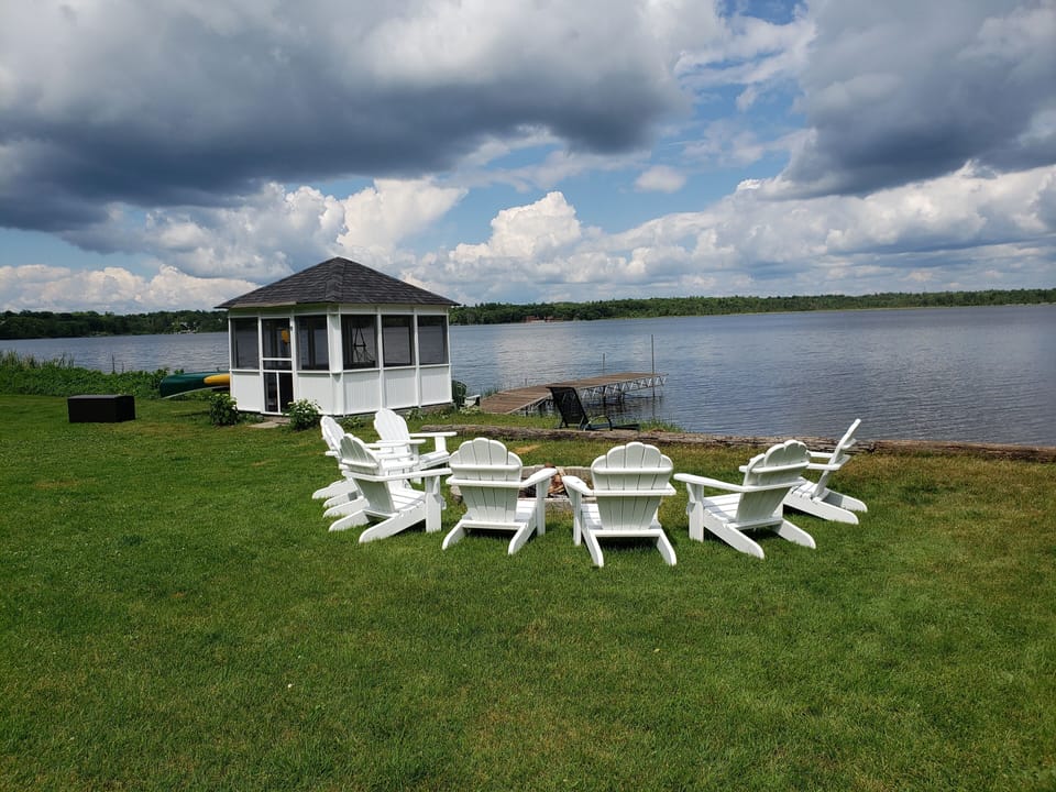 8 Adirondack chairs by the fire pit