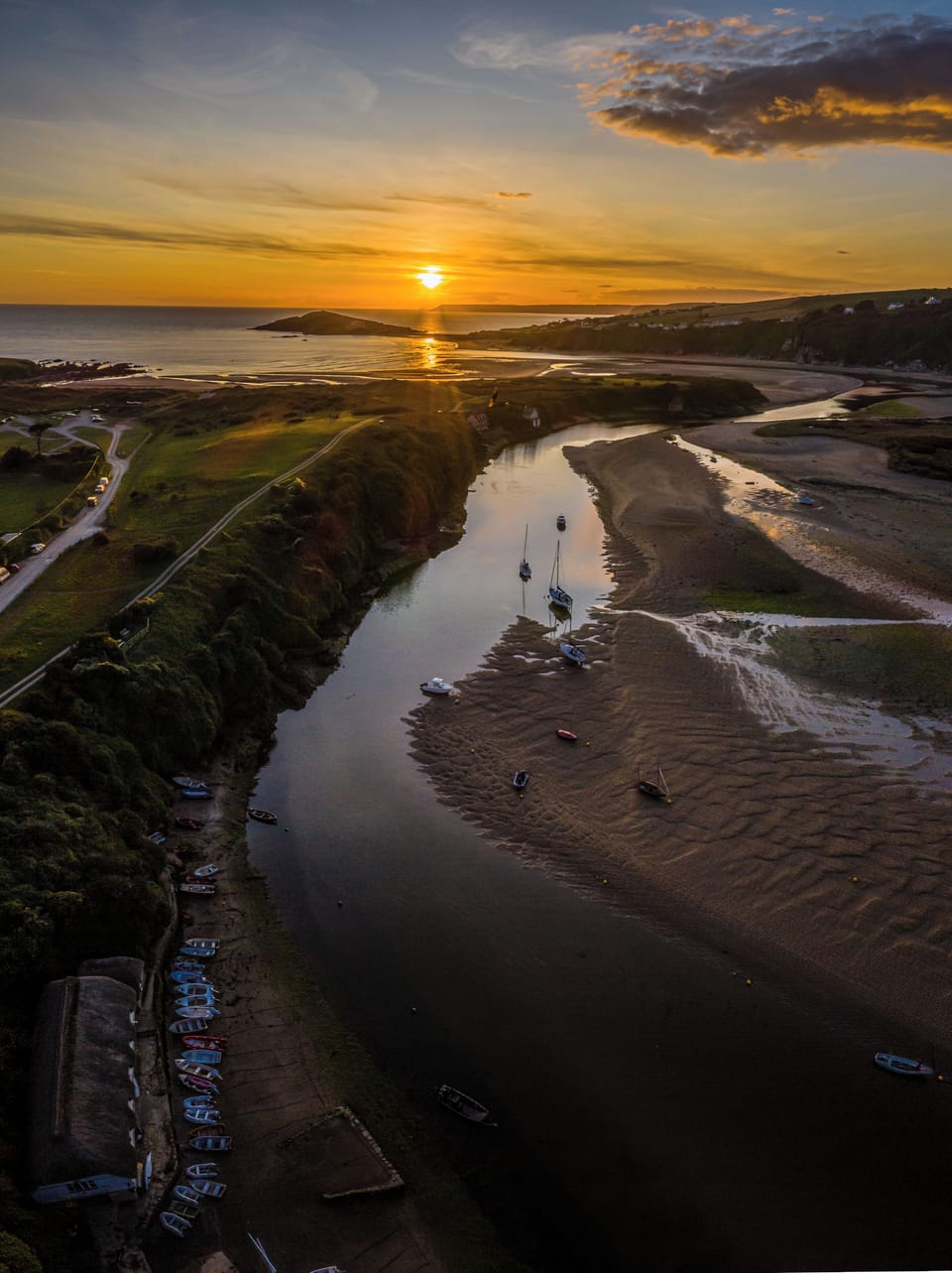 Sunset over Bantham and Bigbury Bay