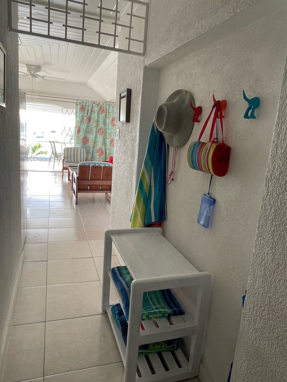 Hooks to hang your things. 
