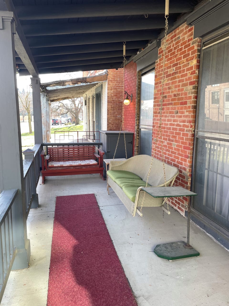 Front porch…that swing though!