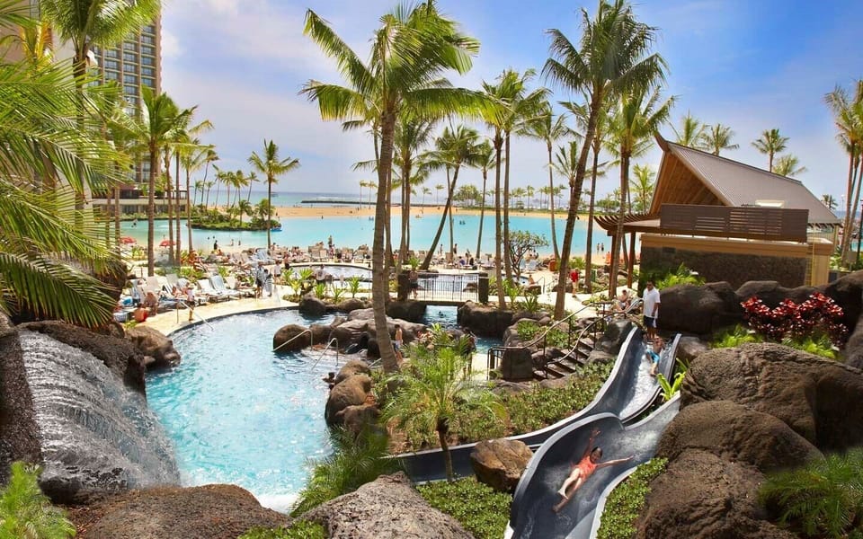 Pool with water slide