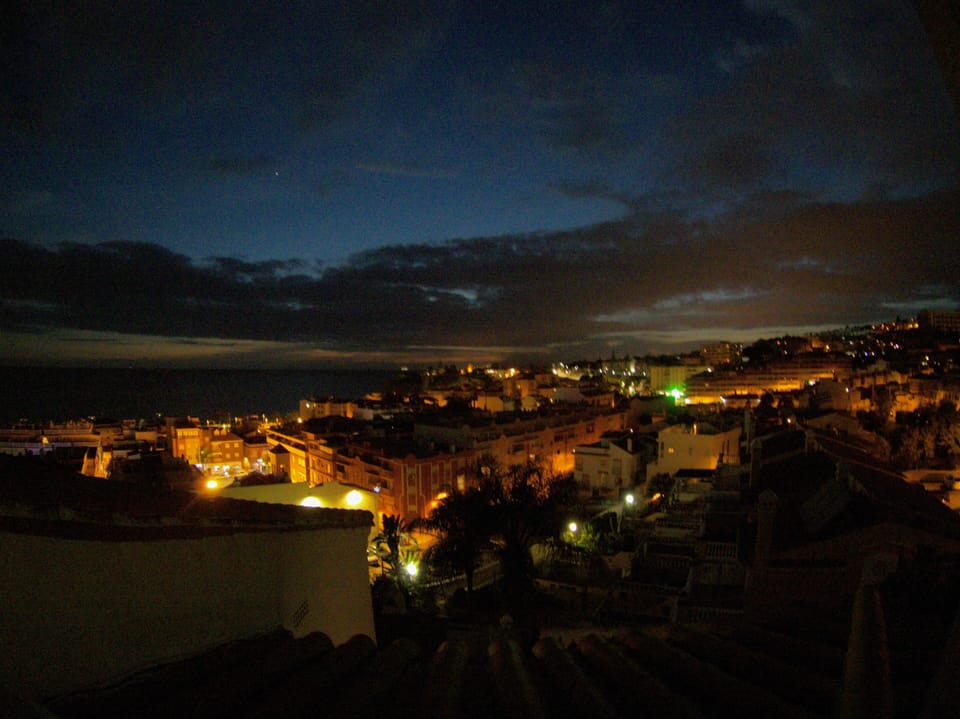 View from the house over the village by night.