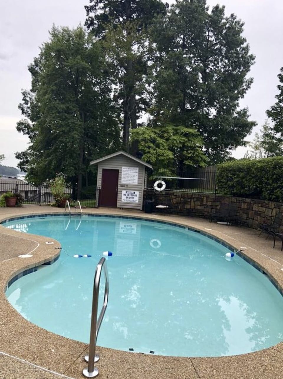 Pool directly across from building