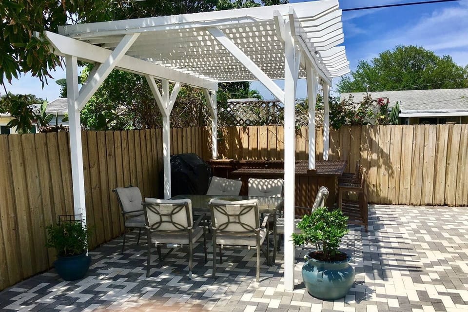 gazebo area with grill and bar