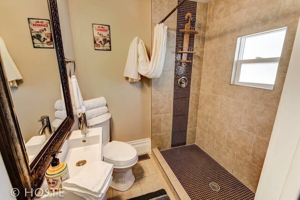 Bathtub, free toiletries, hair dryer, towels