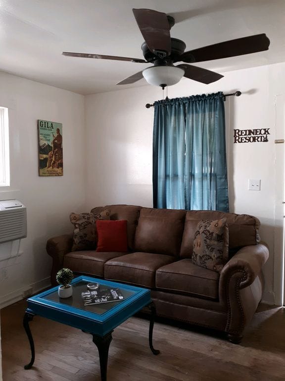Living room with pullout Queen sleeper, large screen TV