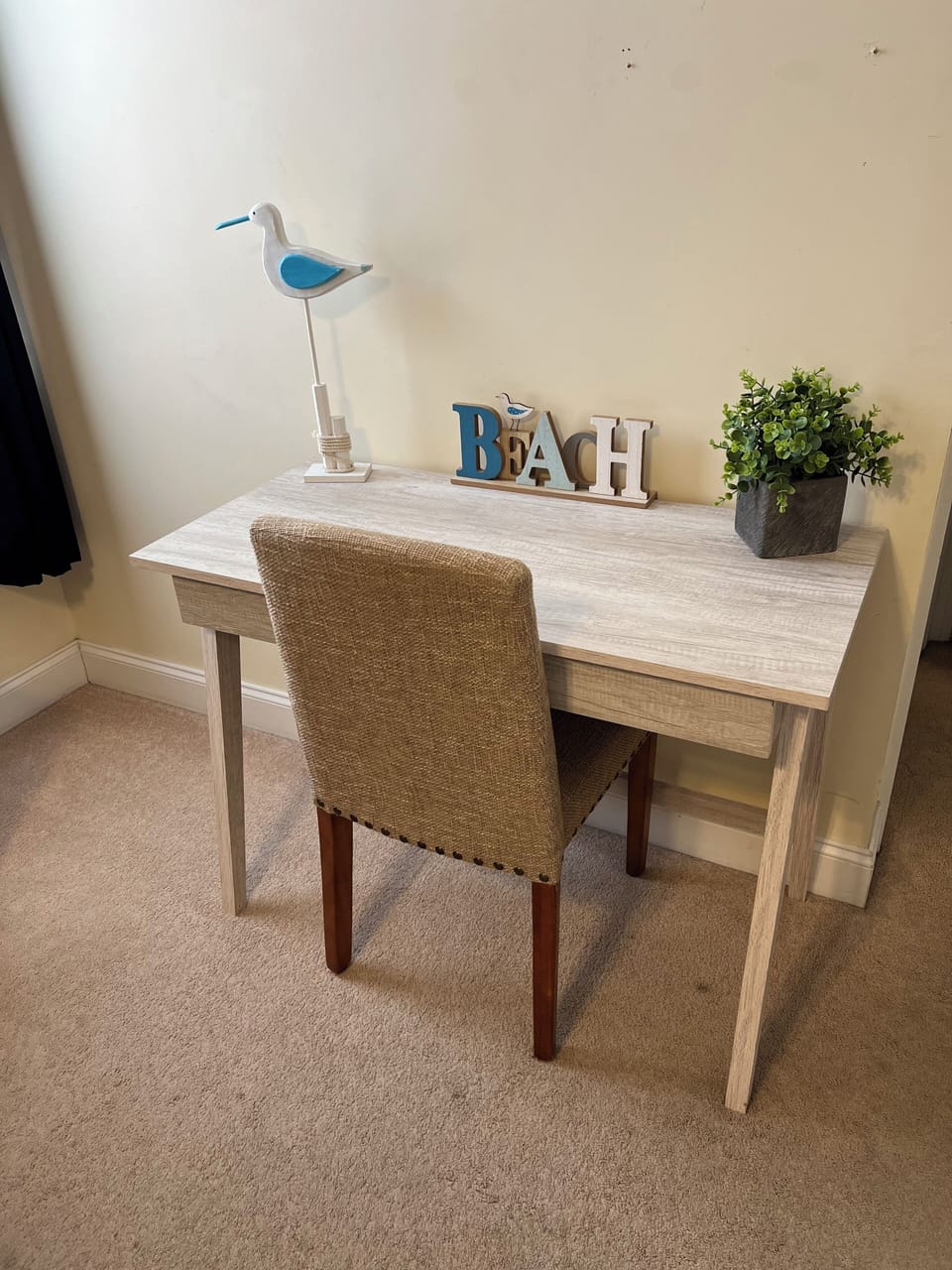 Desk and chair in master bedroom for anyone that needs to work remotely