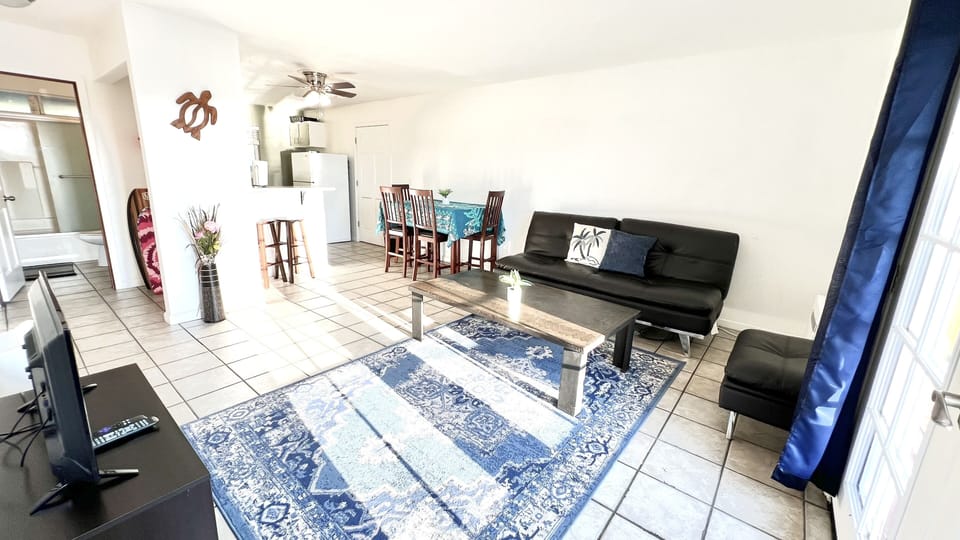 Large living room with open space for dining room and kitchen