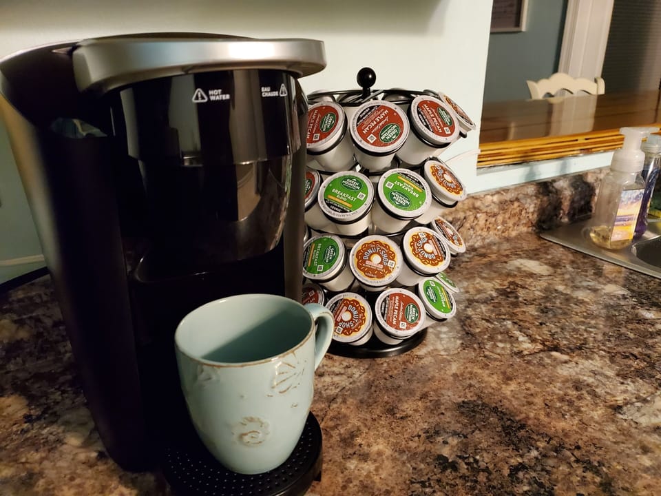 Keurig and coffee provided for your enjoyment