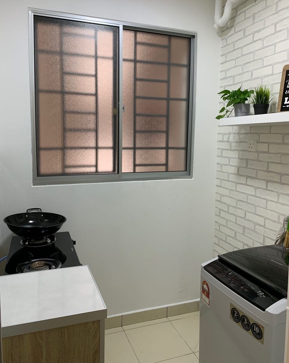 Wet Kitchen with Cooking Stove and Utensil