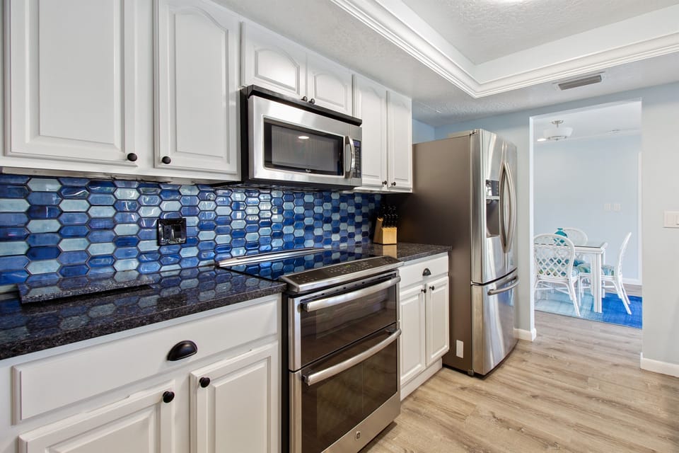 Kitchen with stainless steel appliances