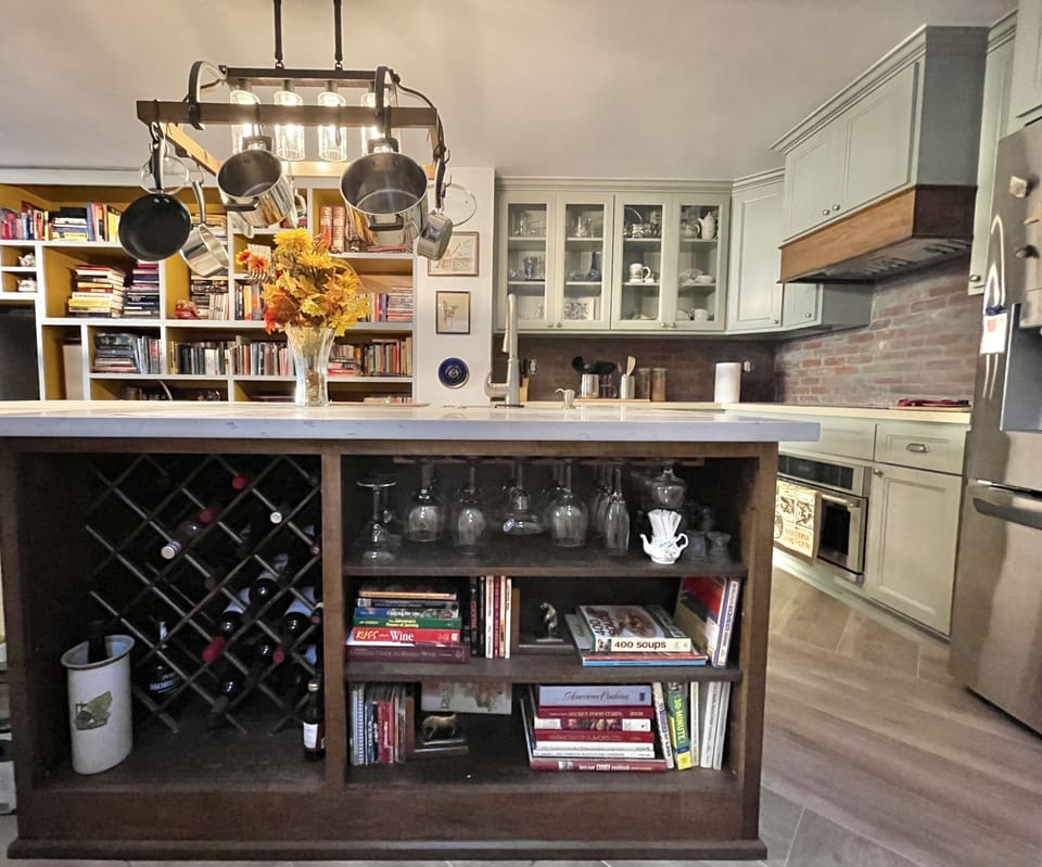 Kitchen Island includes lots of recipe books from Yorkshire, England