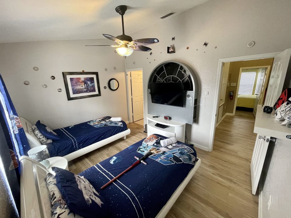 Upstairs room with twin beds. New LVP.