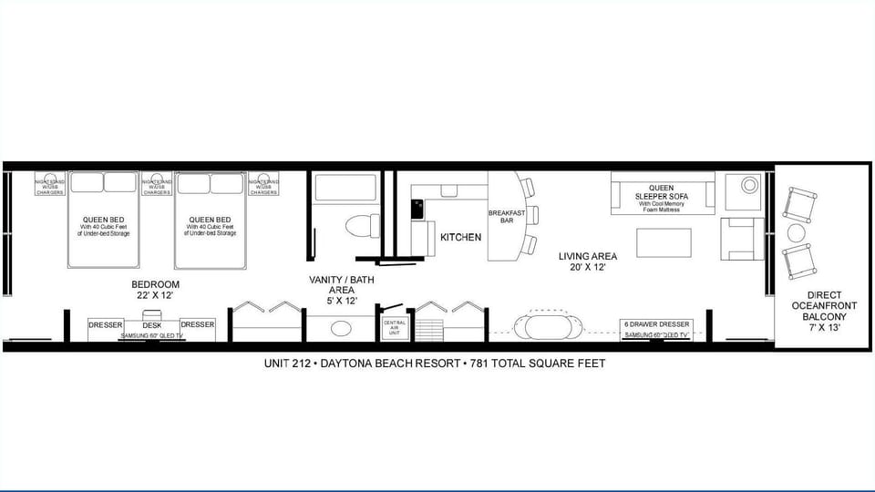 LIVING AREA: Floor Plan for Unit 212