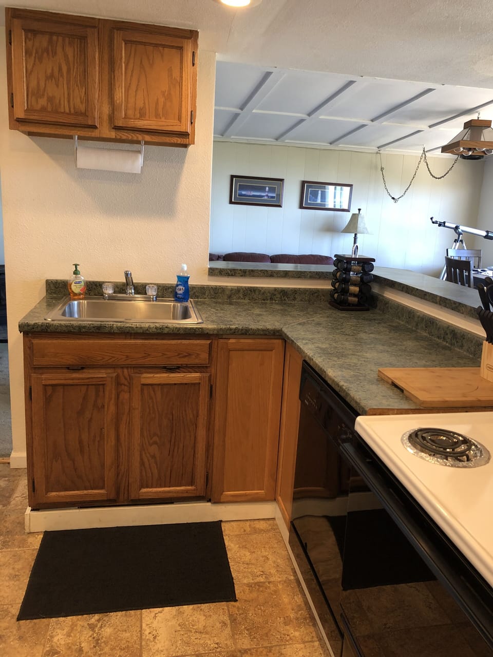 Upper kitchen with full size dishwasher, crock pot, electric fry pan and griddle