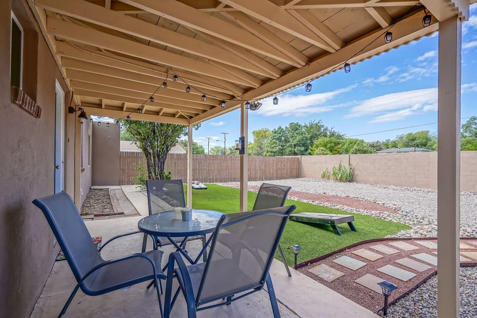 Back yard patio seating