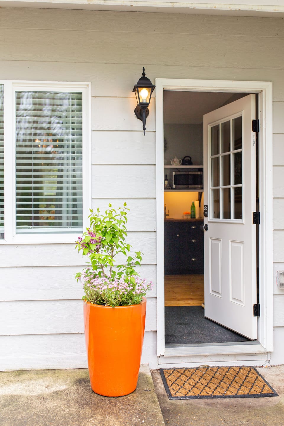 The door to the unit has a key-coded lock.