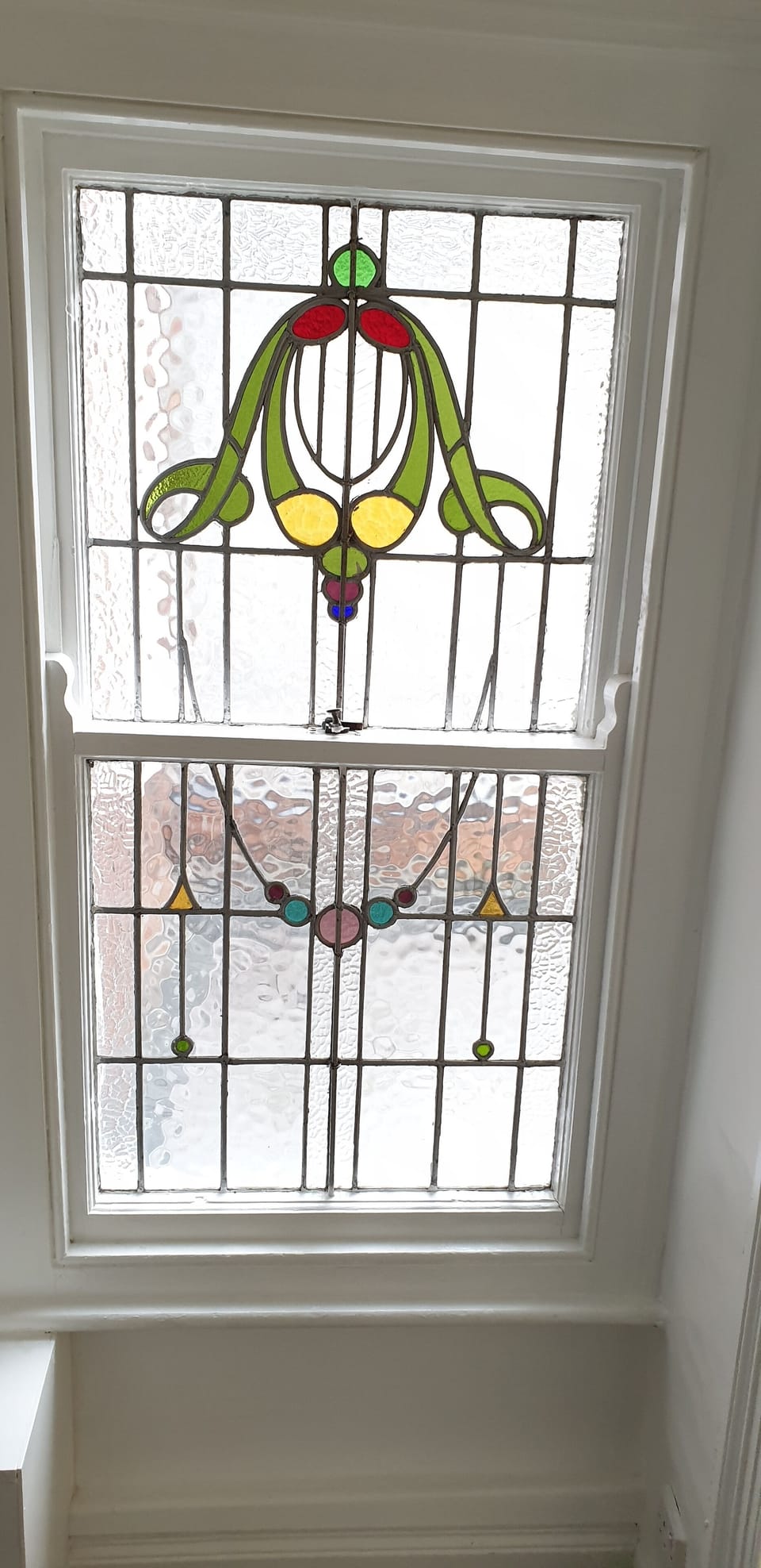 first floor original period Victorian stained glass sash window