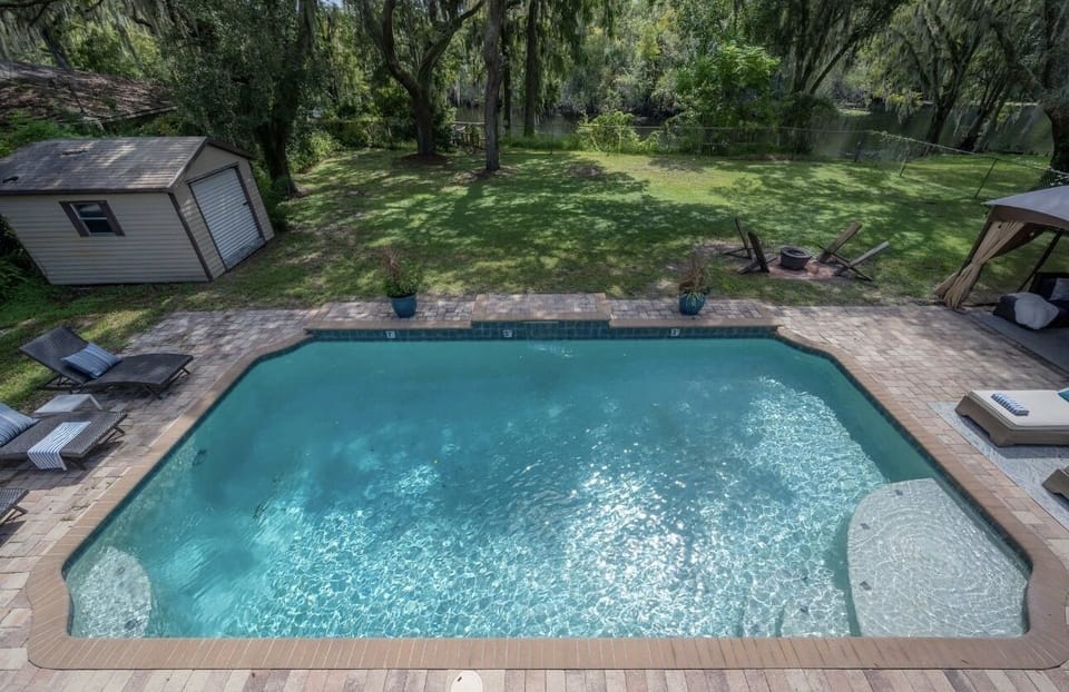 Aerial pool view.