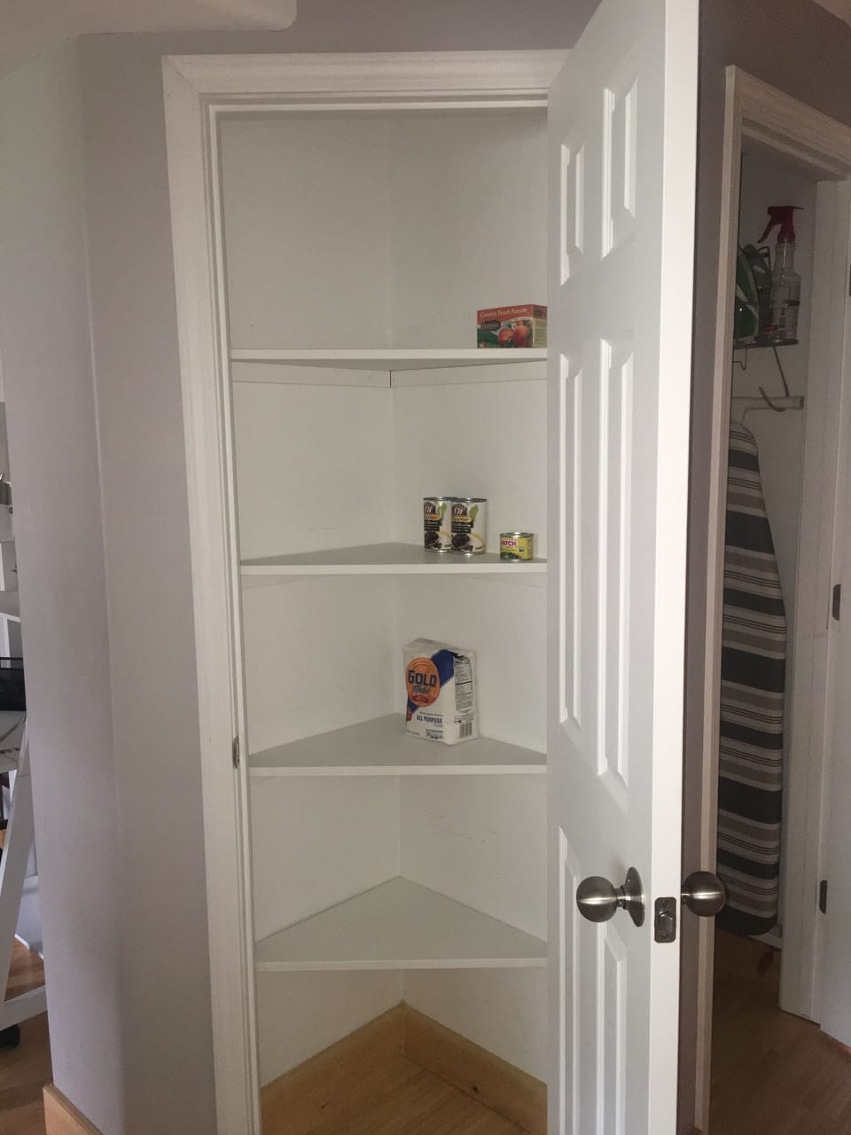 Corner pantry with some essentials and lots of room for your own goodies!