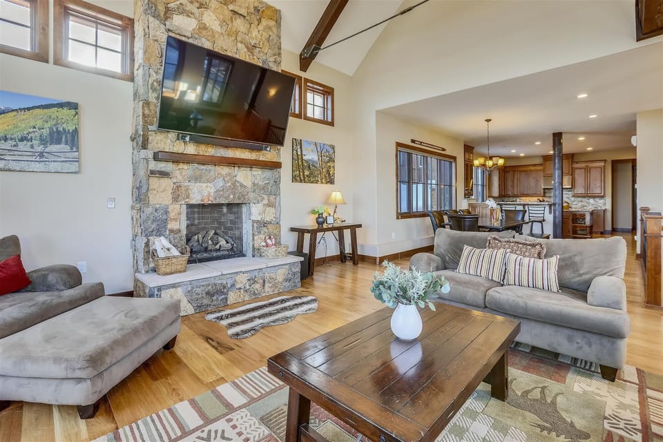 This space has plenty of room for enjoying conversation beside the gas fireplace - Baldy Mountain Overlook Breckenridge Vacation Rental