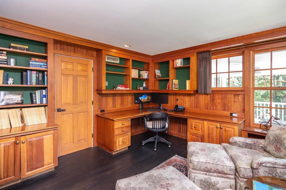 Study Has Desk and Work Area with Built-In Book Shelves - First Floor