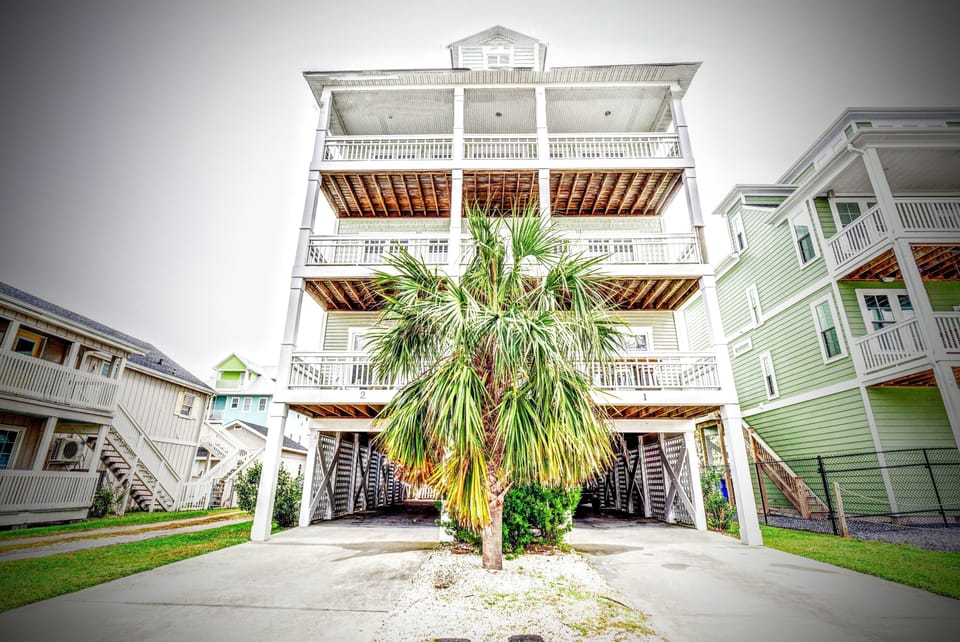 Front of building, top two floors