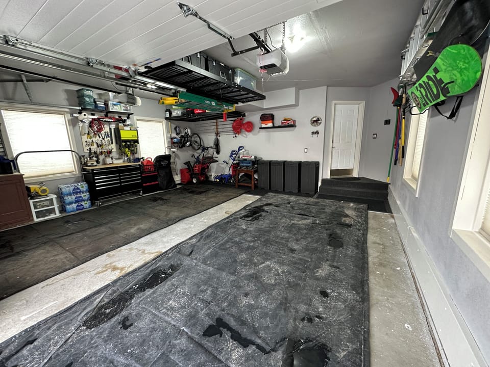 Space for two cars in the garage and 2-3 more outside. 