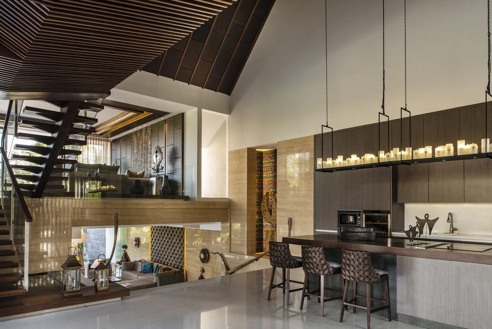 Kitchen and living area in second and first floor