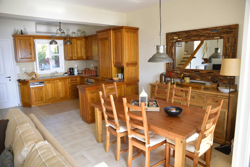 Dining table and kitchen