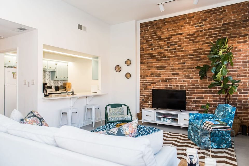 Living room and looking into kitchen 