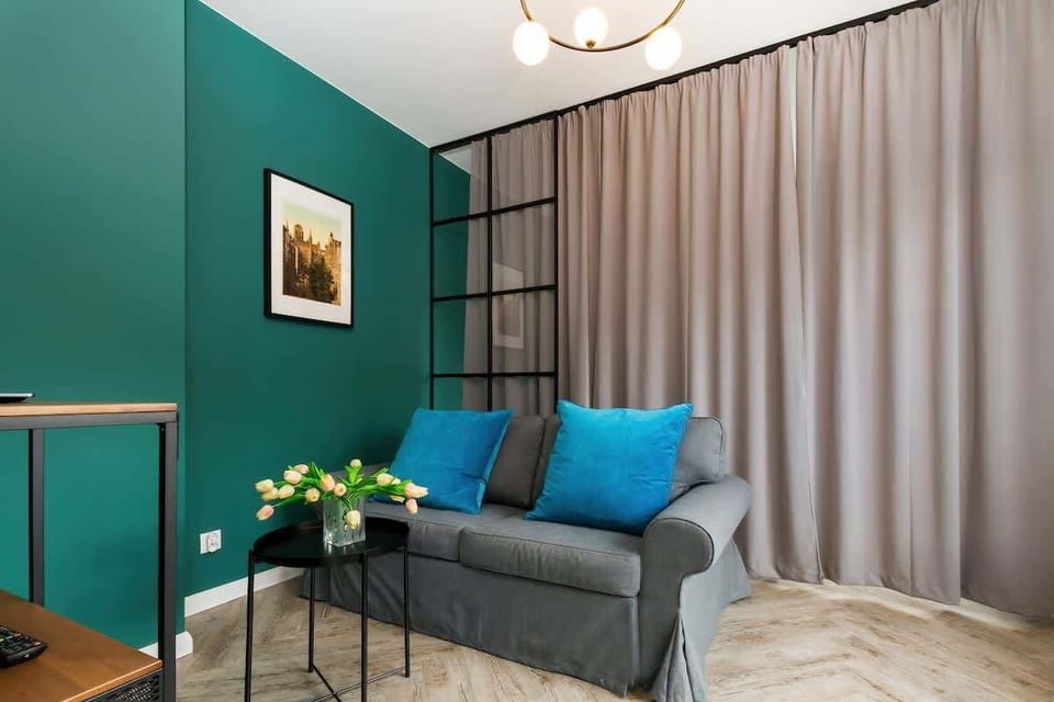 Living room with sofa, coffee table and tv