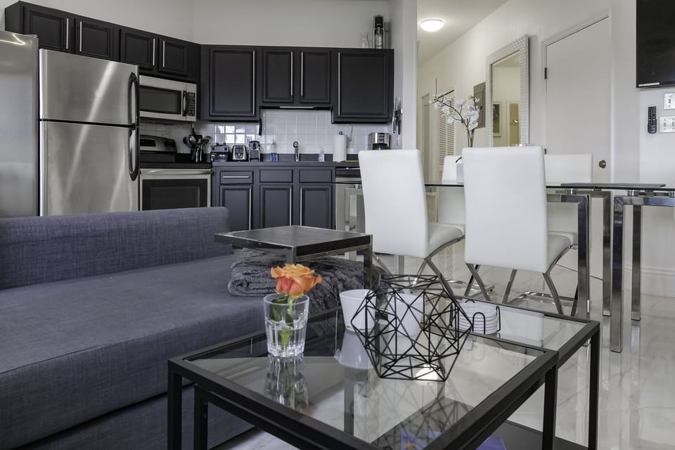 Experience the perfect fusion of entertainment and dining in the living room.