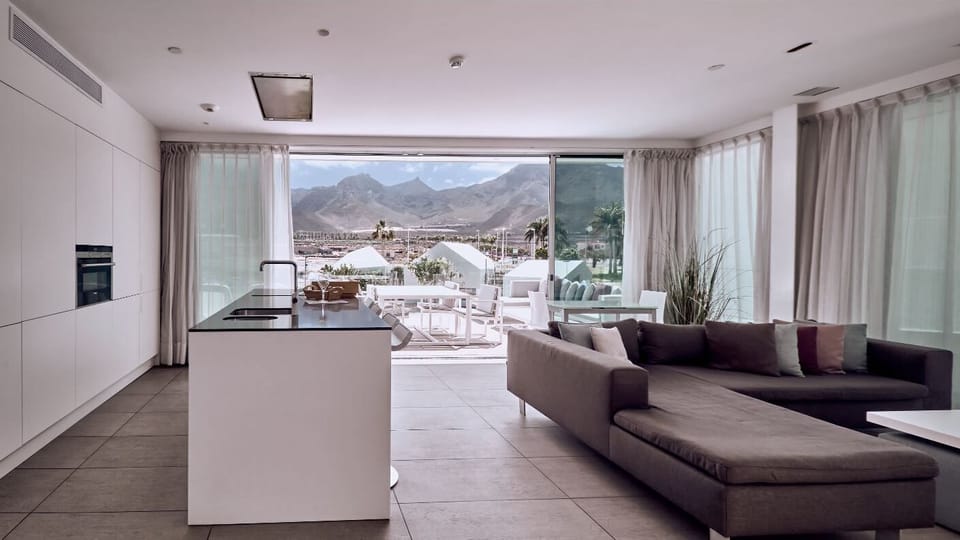 Kick back your feet and relax in the cozy living area.