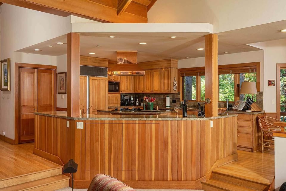 Kitchen command center.  Stereo inside paneled doors. 
