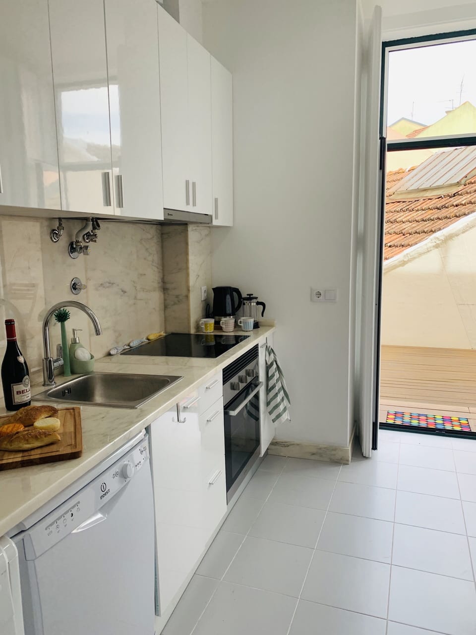 Kitchen leads to large terrace 