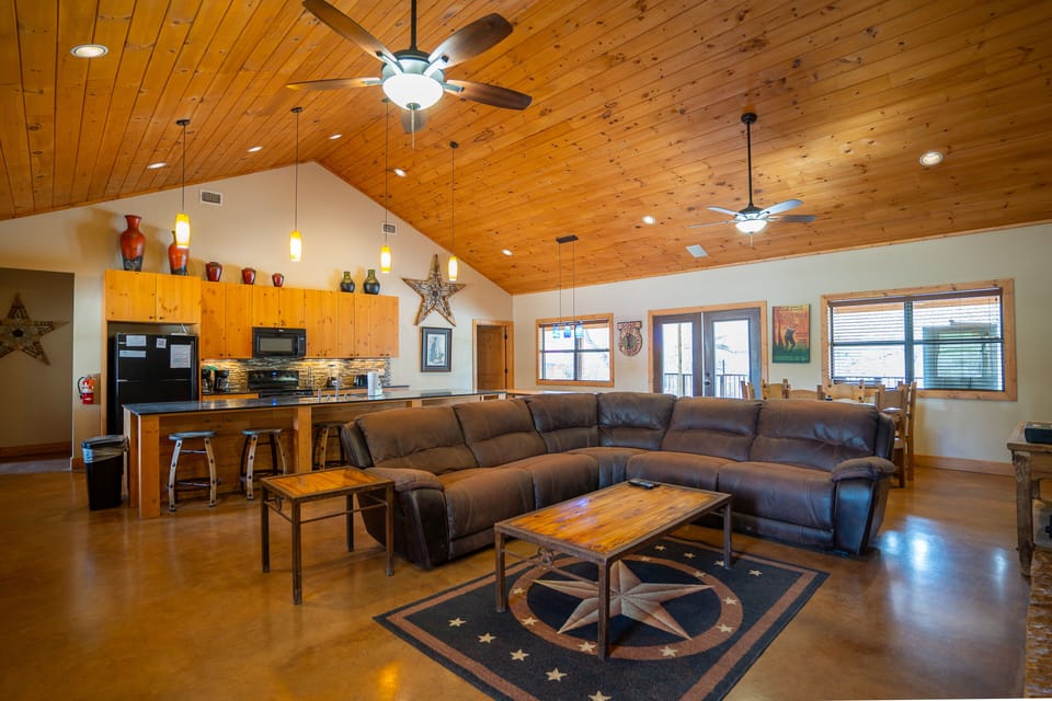 View of living room and kitchen