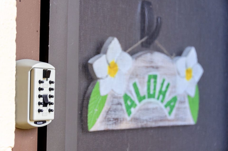 Let yourself in with the key from the lockbox. 
Check in: 11am
Check out: 4pm