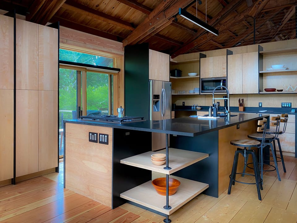 Kitchen island with bar stools