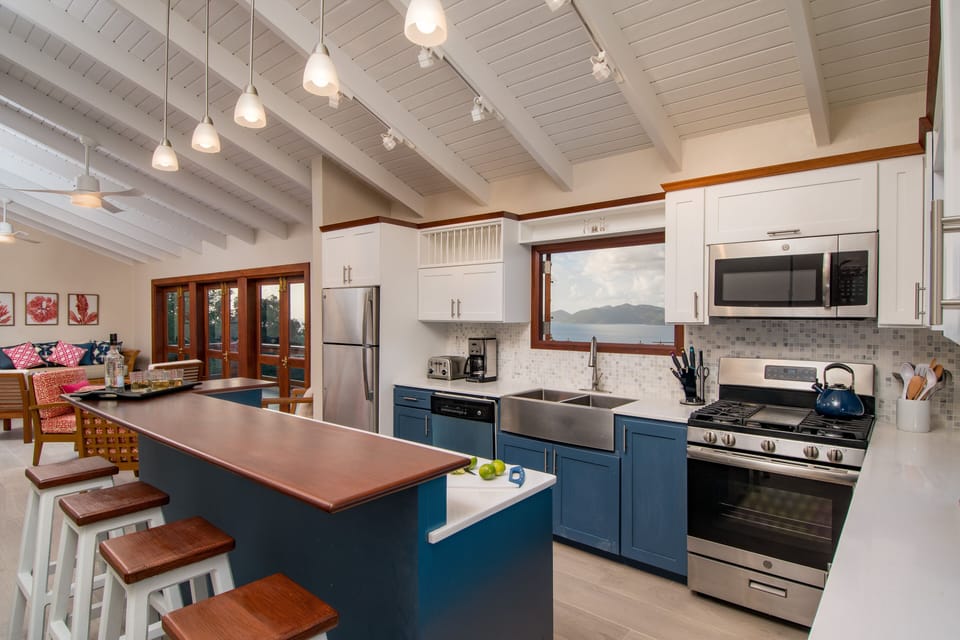 Stunning fully equipped kitchen hand built on the island by Caribbean artisans