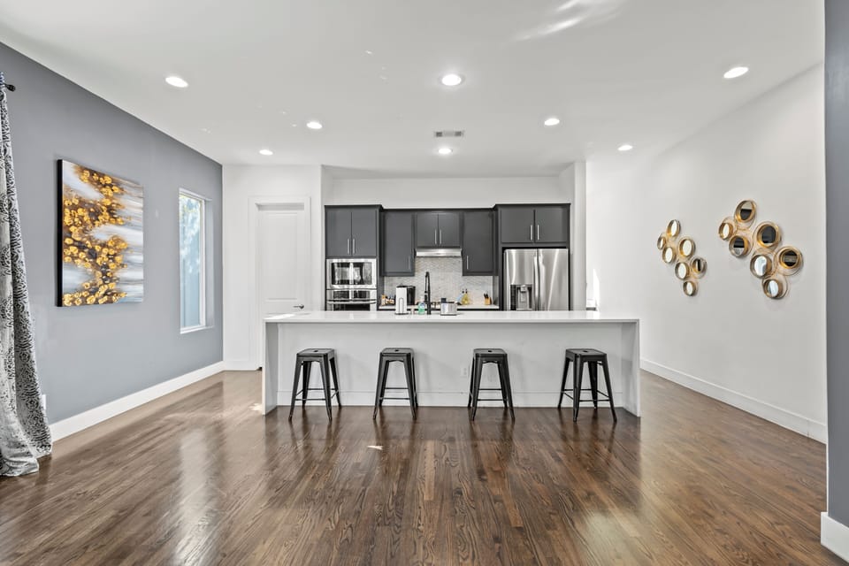 Open concept kitchen with seating for 4