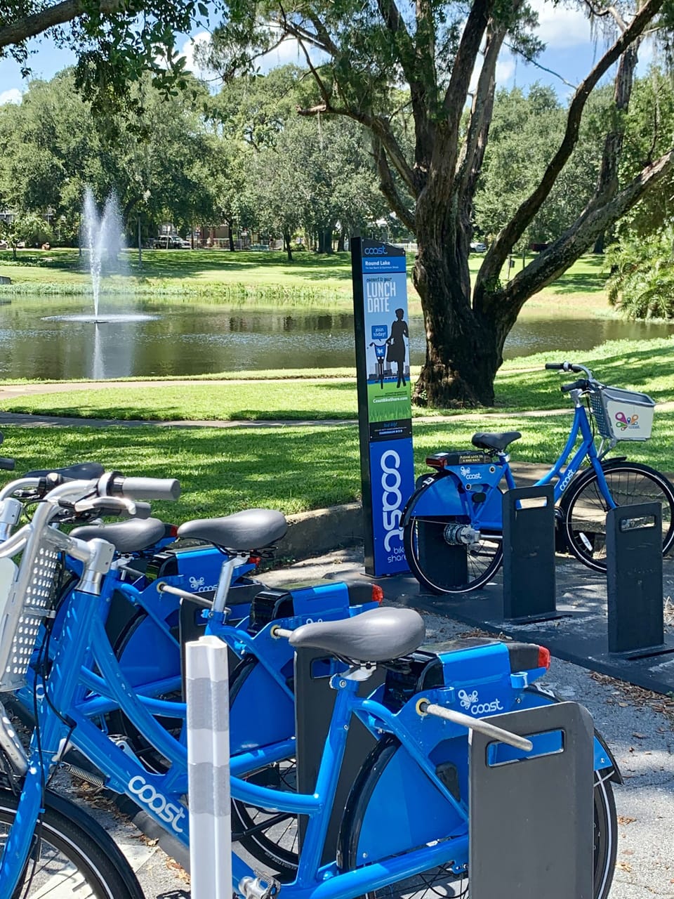 Coastal bike share program outside the front door 
